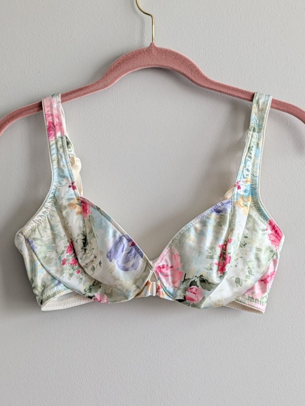 Vintage Maidenform Satin Seduction Bra Floral 36C Style #7887 No Underwire